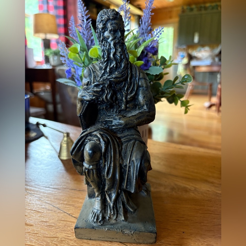 Bronzed Michelangelo Moses Ceramic Sculpture